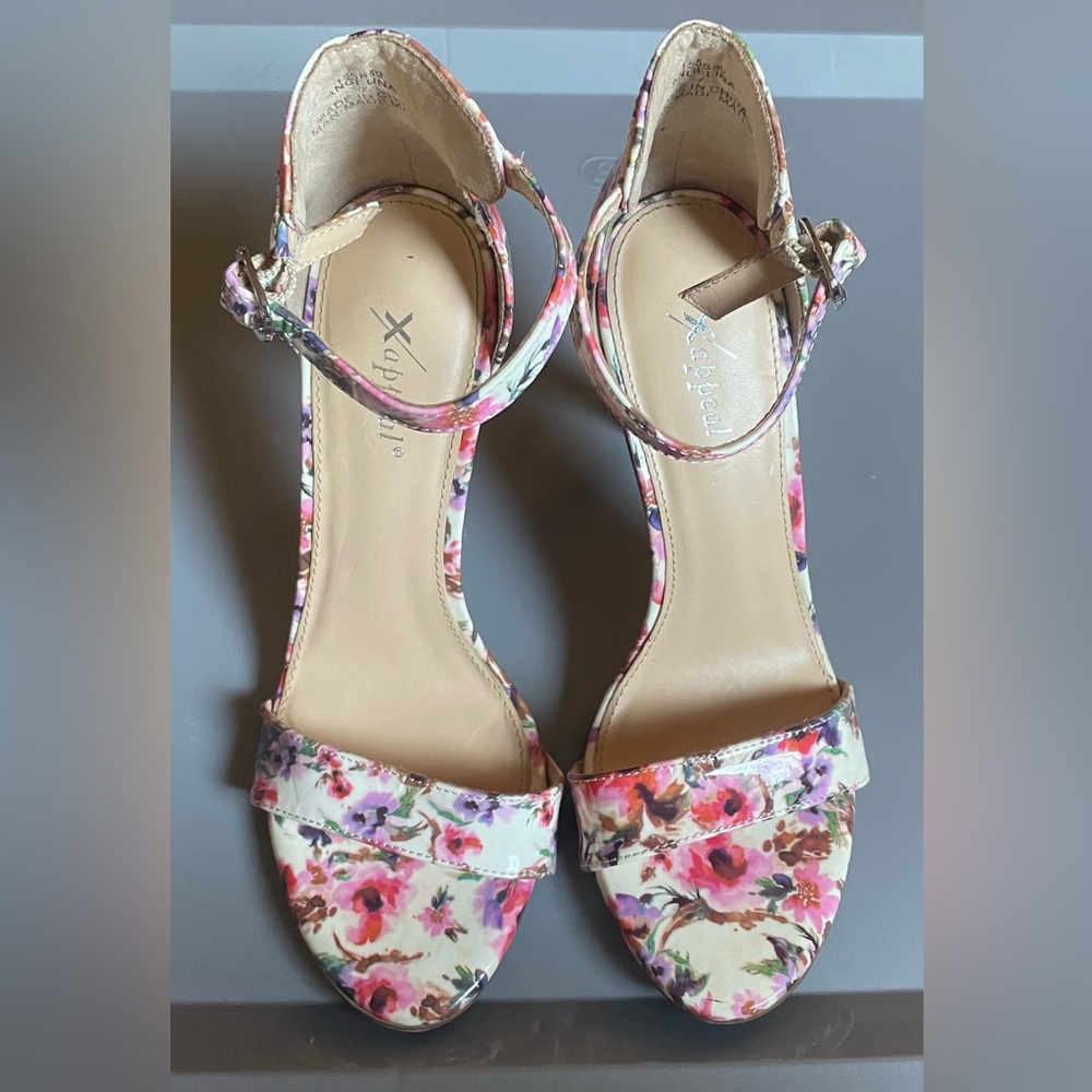 Xappeal Angelina Floral Womens Stiletto Heels Open Toe Weeding Shoes Size 7